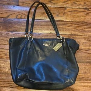Coach Black/gold Leather Ava Tote